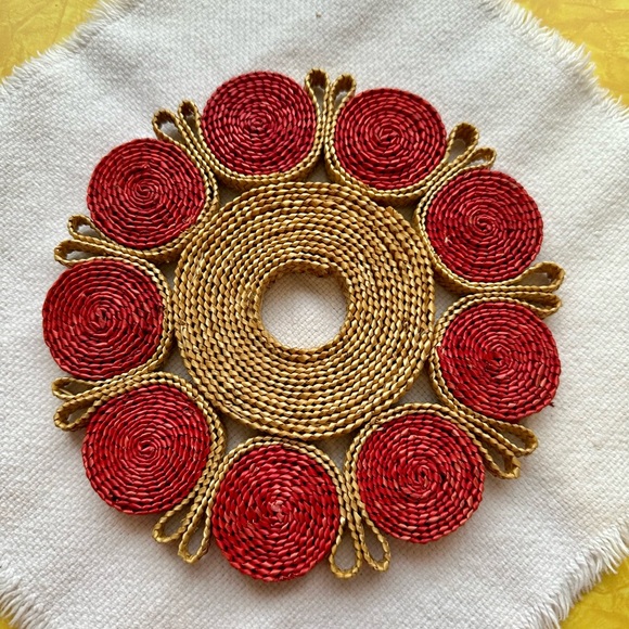 Vintage Straw Rattan Trivets Set of 3 - Picture 3 of 9